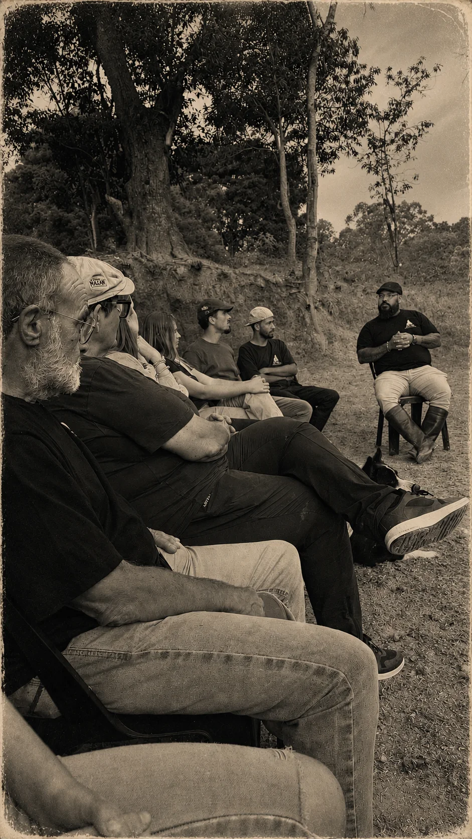 David Alejandro Novoa conduzindo grupo em vivência com cães na natureza